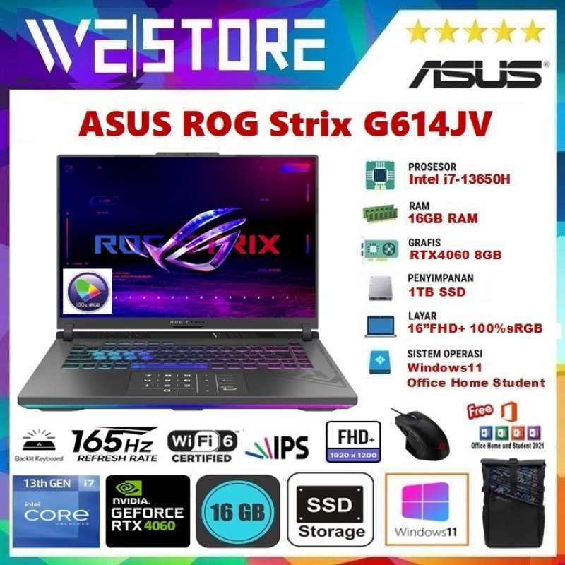 Promo ASUS ROG Strix G16 G614JV i713650HX 16GB 1TB SSD RTX4060 8GB 16FHD+ IPS 165Hz Win11 OHS
