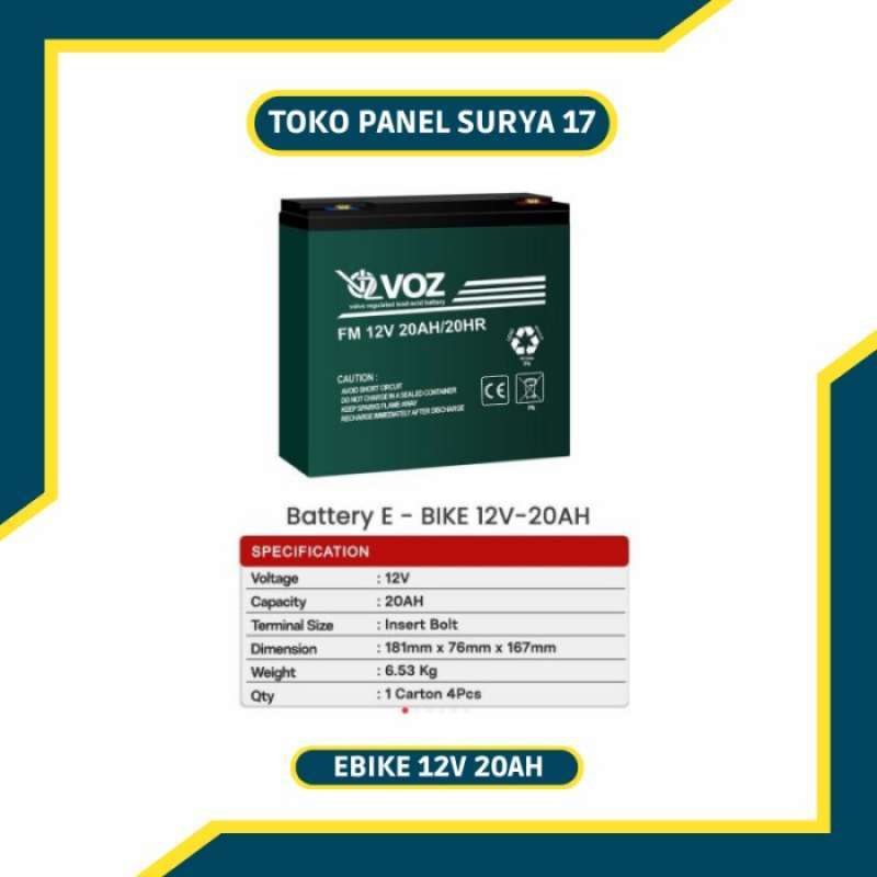 Promo BATTERY AKI BATERAI SEPEDA LISTRIK 12V 20AH E-BIKE VOZ Diskon 23%