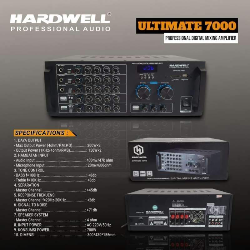 Jual Audio Mixer Power Amplifier Karaoke Hardwell Ultimate 7000