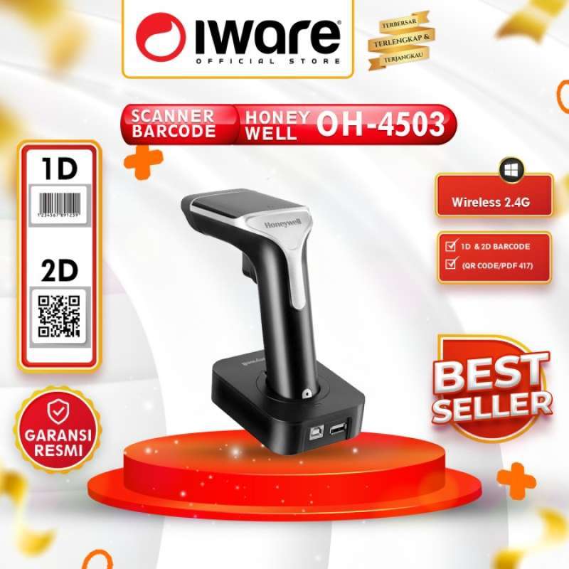 Promo 2D Barcode Scanner Wireless Honeywell Oh4502 1D/2D With Dongle