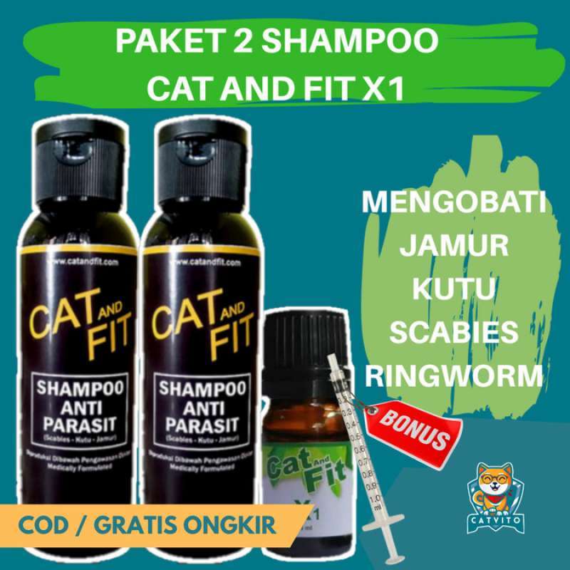 Promo Paket Shampoo Dan X1 Cat And Fit Mengobati Jamur Ringworm Kutu