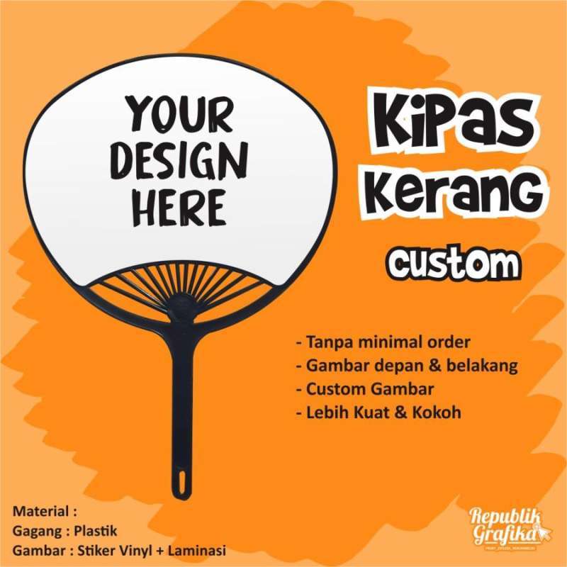 Jual Kipas Kerang Custom Satuan Souvenir Kipas Murah GAGANG PUTIH