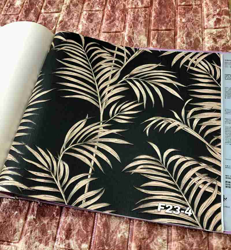 Jual Wallpaper Dinding Motif Daun Palem Hitam Putih Gold Flower Story ...