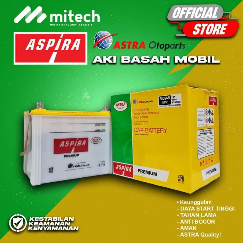 Jual Aki Mobil Toyota Kijang Kapsul ASPIRA ASTRA NS70 Aki Basah 12V