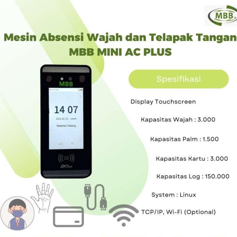 Jual Mesin Absensi Touchscreen Verifikasi Lengkap Termurah MBB MINI AC ...