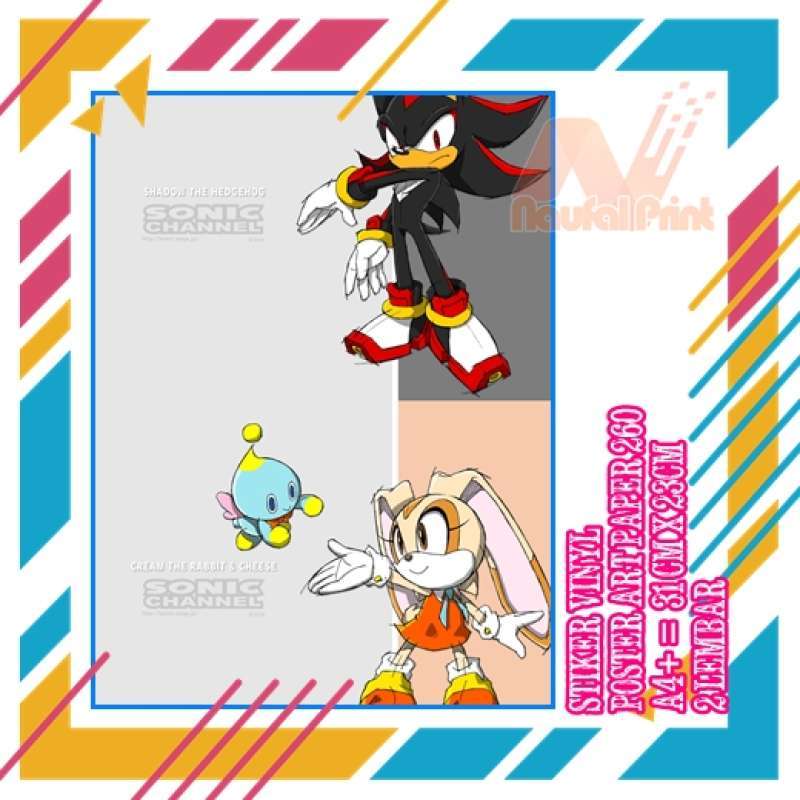 Jual Poster Stiker Sonic A3+ Animasi Kartun Acara Tv Kertas Sticker