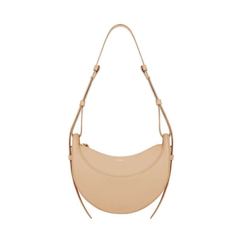 AllSaints Leather Half Moon Crossbody Bag in Natural