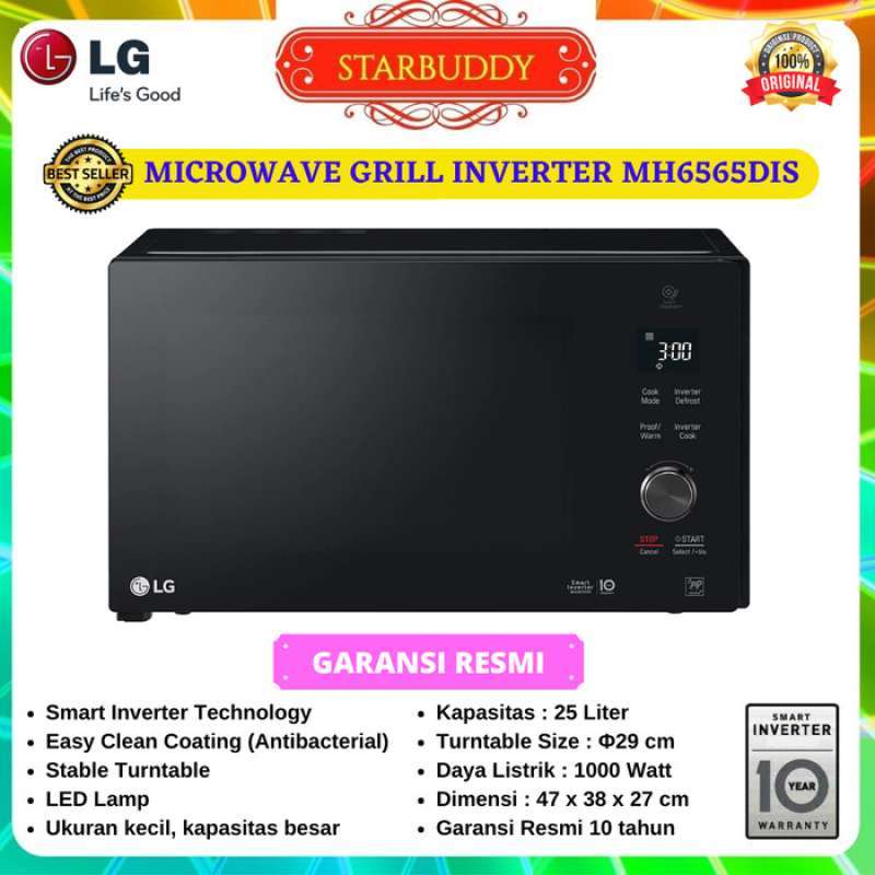 Promo Microwave Lg Smart Inverter Mh6565Dis With Grill 25 Liter Diskon