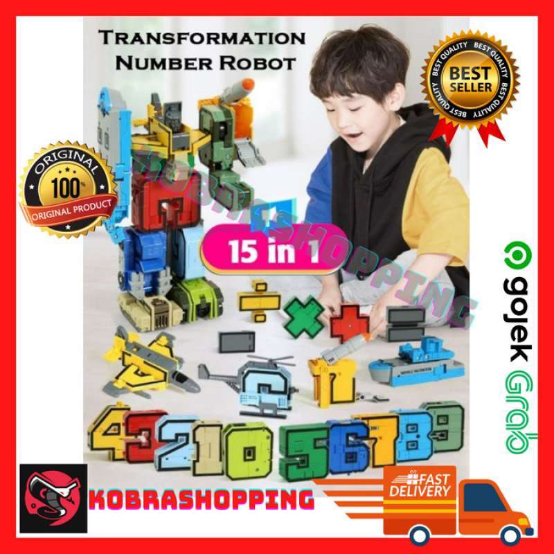 Promo Mainan Number Robot Angka 15 In 1 Original / Mainan Transformer ...