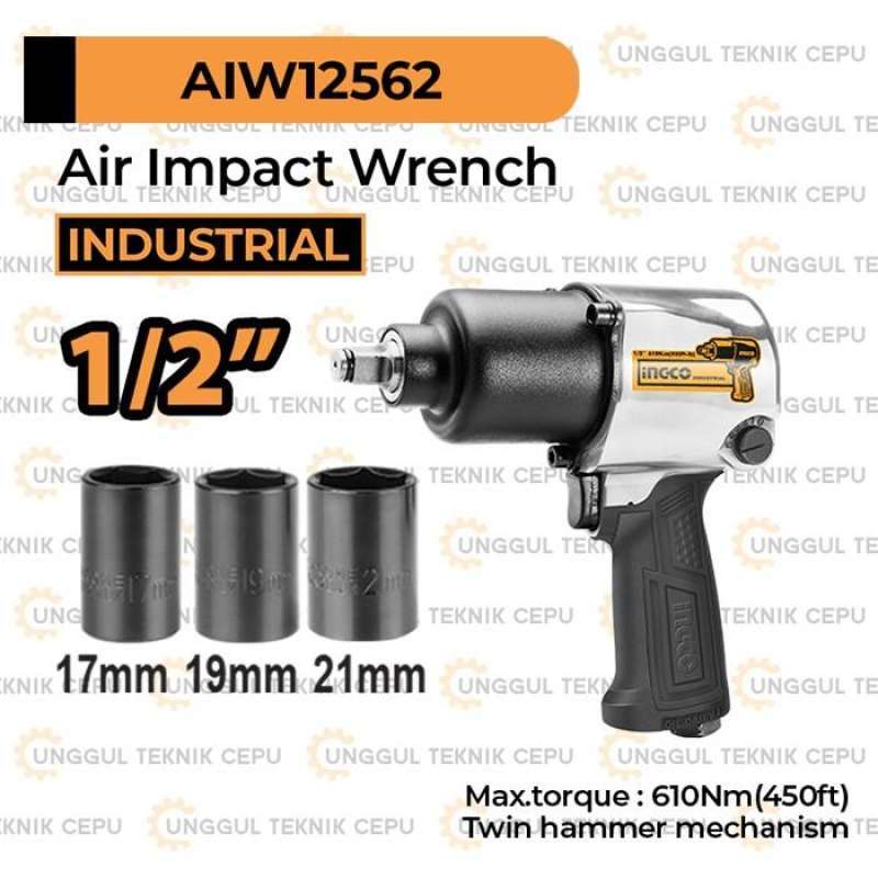 Jual Air Impact Wrench (1/2) INGCO AIW12562 Sok Socket Buka Baut