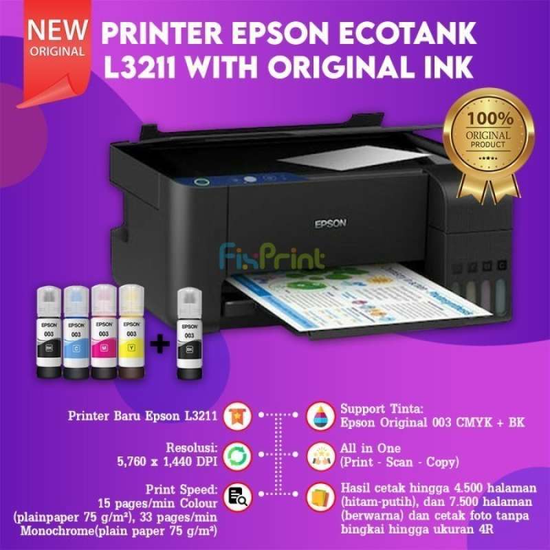 Jual Printer Epson Ecotank L3211 A4 All In One Ink Tank Printer di ...