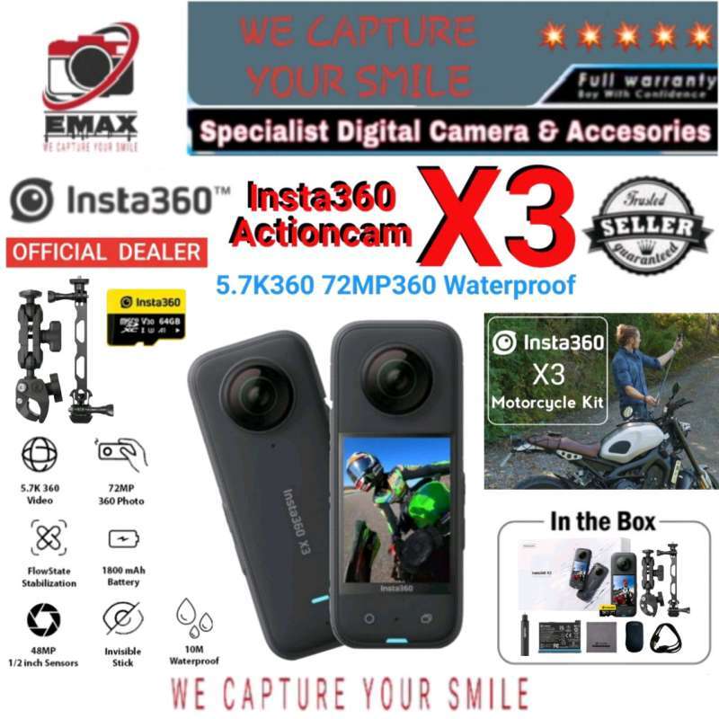 Jual Insta360 X3 Motorcycle Kit Action Camera Bundle Waterproof Insta ...