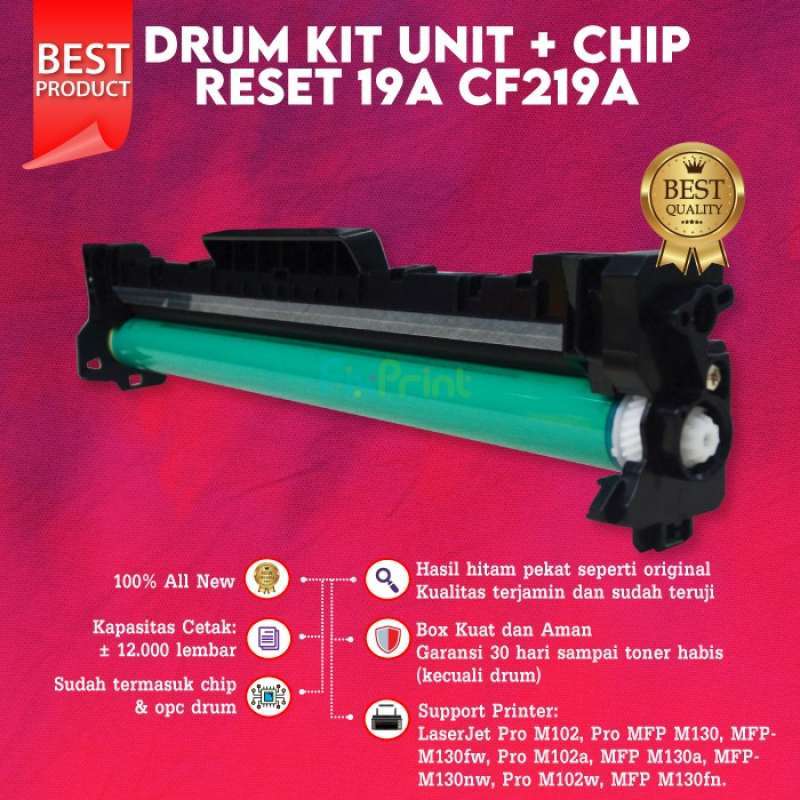Promo Drum Kit Unit + Chip Reset Drum 19A Cf219A 17A Cf217A Compatible