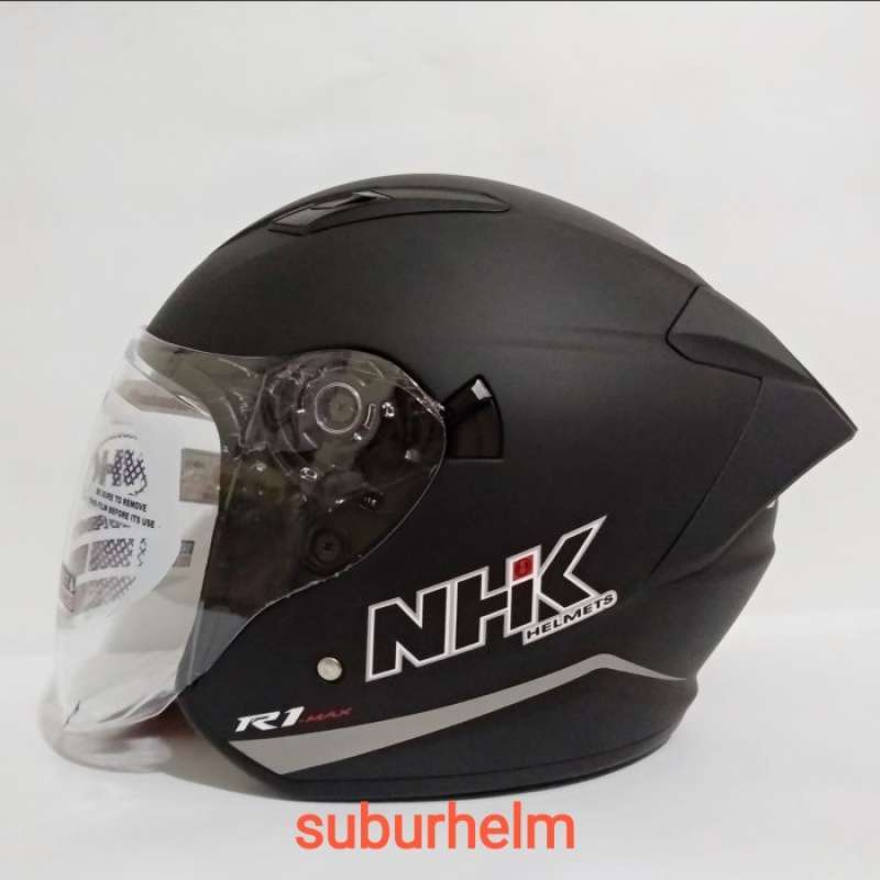 Nhk R1 Max Promo Helm Nhk R1 Max Solid Black Doff Dan Glossy Half Face Double ...