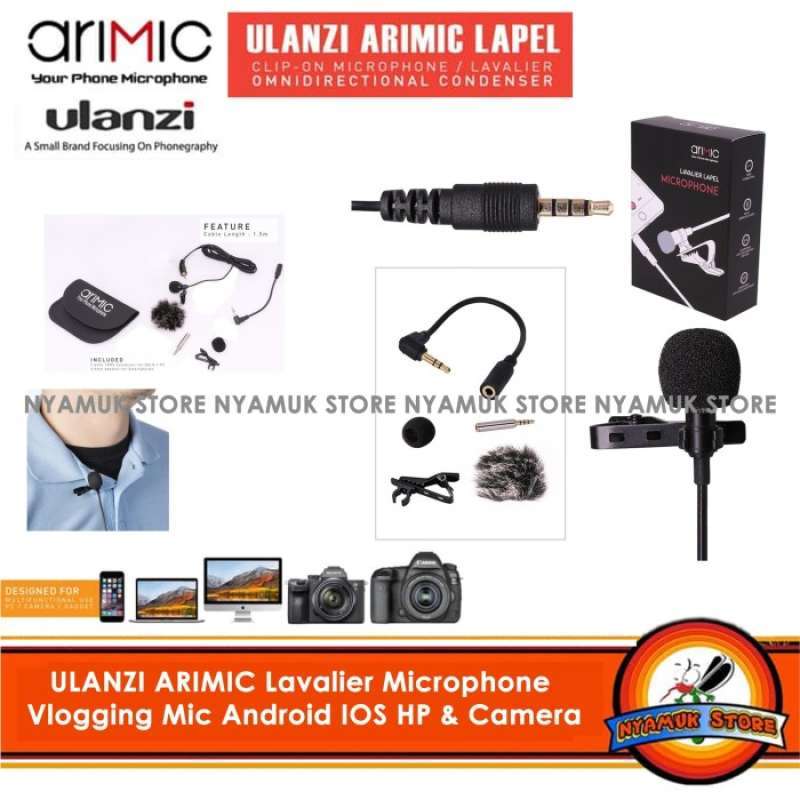 Jual ulanzi arimic lavalier microphone vlogging mic android ios hp ...