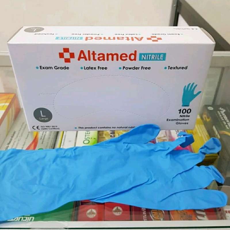 Jual Altamed Glove Nitrile (biru) - Exam Gloves Powder Free & Latex ...