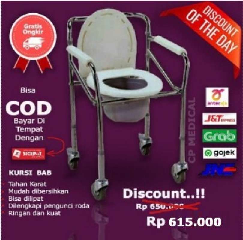 Promo Kursi Toilet Pasien,/ Manula Bab Commode Chair Alat Bantu