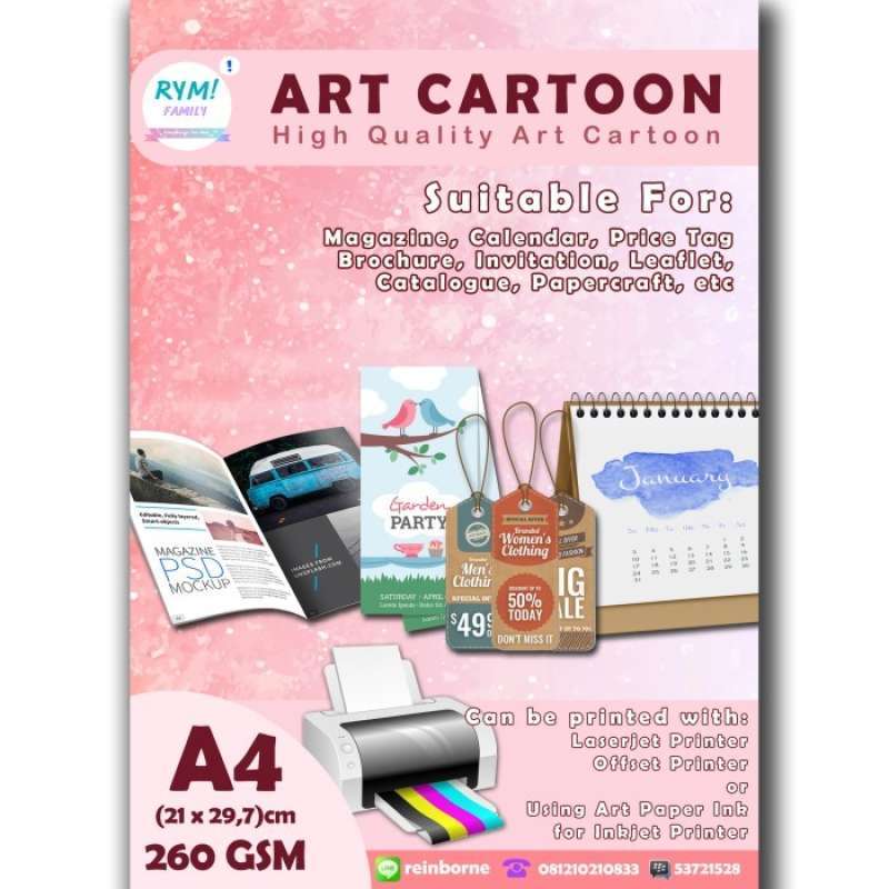 Jual Termurah 500 Lembar Art Carton 260Gsm A4 / 1 Rim Art Karton 260
