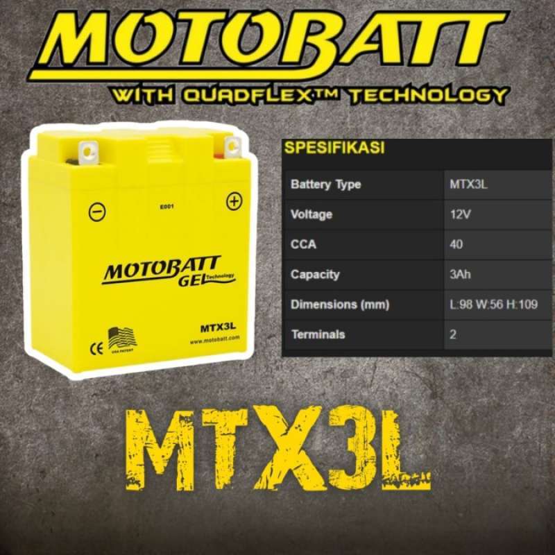 Promo Mtx3l Motobatt Aki Kering Motor Kawasaki Ninja 150 Diskon 23% Di