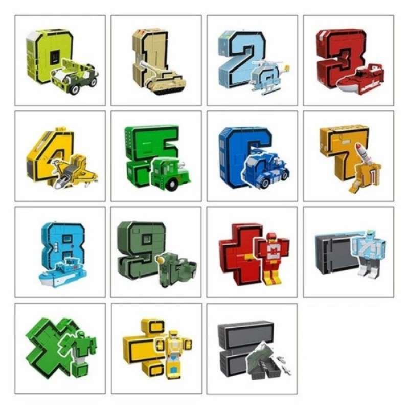 Jual mainan robot angka bongkar pasang jadi robot transformer di Seller ...