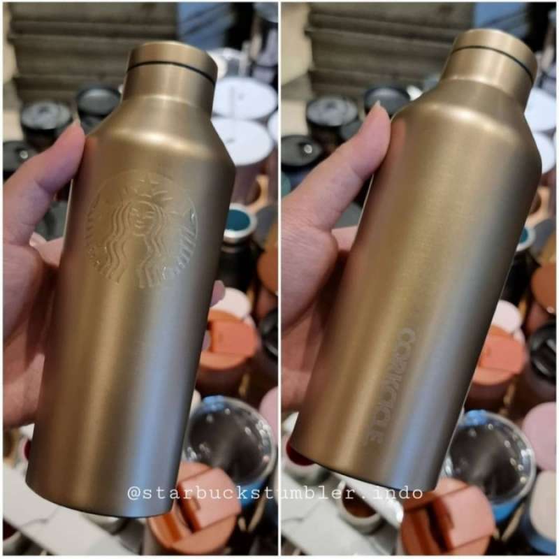 Promo Starbucks X Corkcicle Gold Tumbler Stainless 296ml Limited Rare