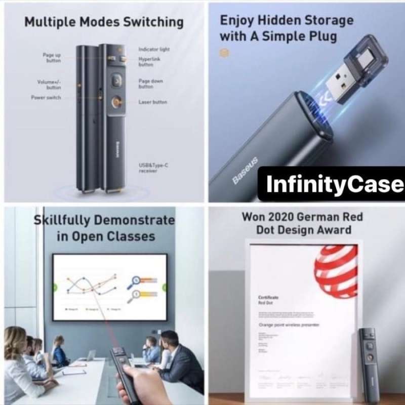 Promo Baseus Laser Pointer Wireless Presentase Usb Type C Diskon 23% Di ...