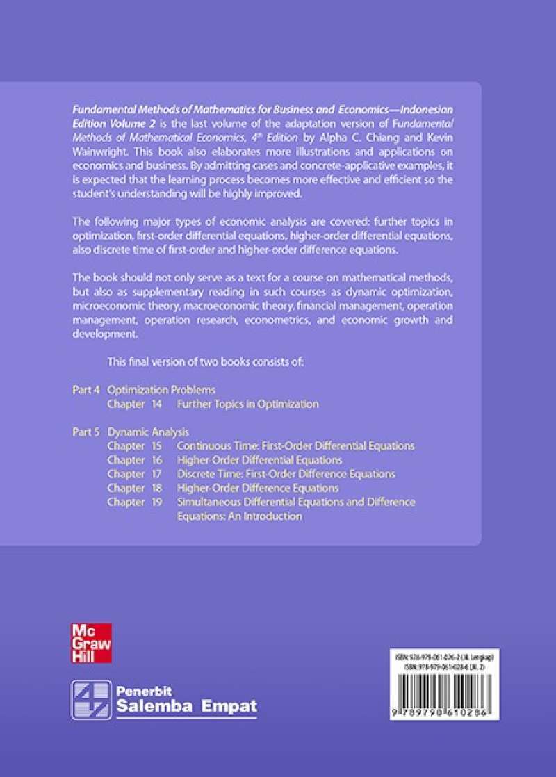 Chiang Math Book Promo Buku Fundamental Methods Of Mathematics For Business - Alpha C ...