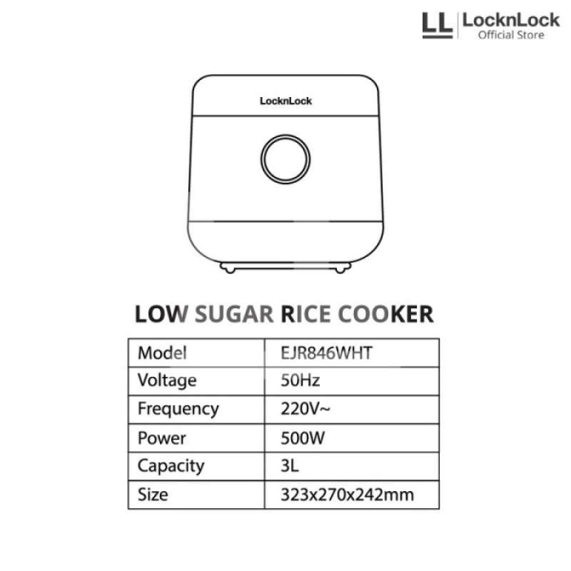 Promo New Rice Cooker Lock N Lock Locknlock Low Carbo Less Sugar Digital 3 Liter EJR846WHT
