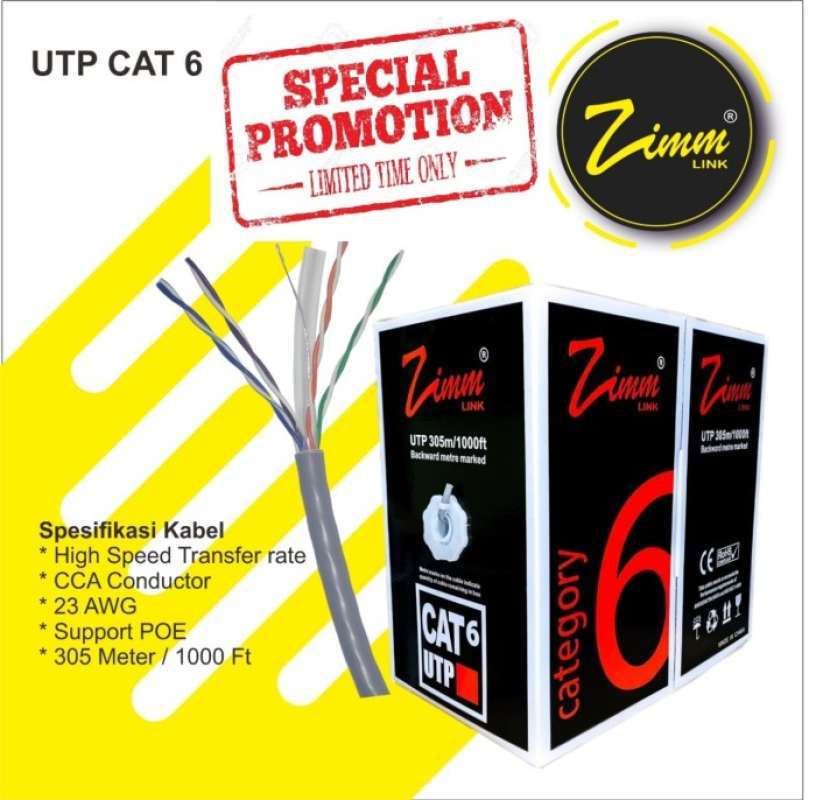 Promo Kabel Utp Cat6 Zimm Link Diskon 23% Di Seller Alice Otoparts ...