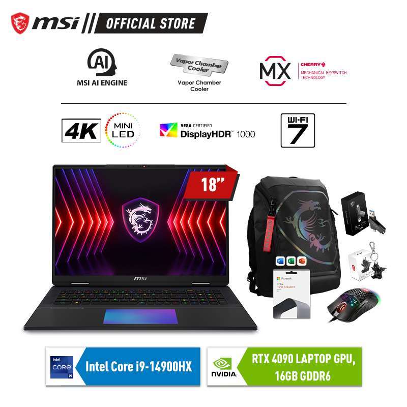 Jual MSI Titan 18 HX A14VIG 027ID i9 14900HX RTX 4090 18 4K UHD