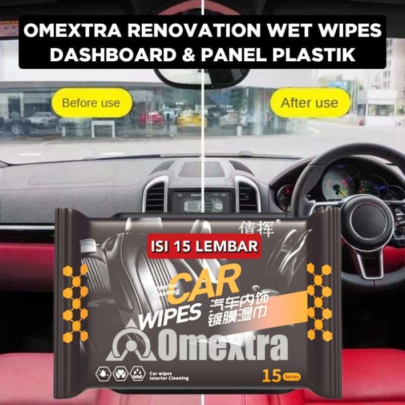 Promo Omextra Dashboard Renovation Wipes car interior cleaning tisu basah -  Kaca 80 Lembar Diskon 44% di Seller HJ WULAN MUBAROK - Karang Bahagia, Kab.  Bekasi