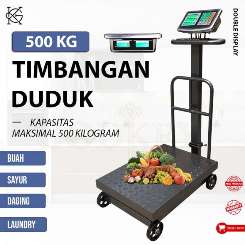 TCS 500 kg Double Display Timbangan Digital Duduk Lantai Lipat barang
