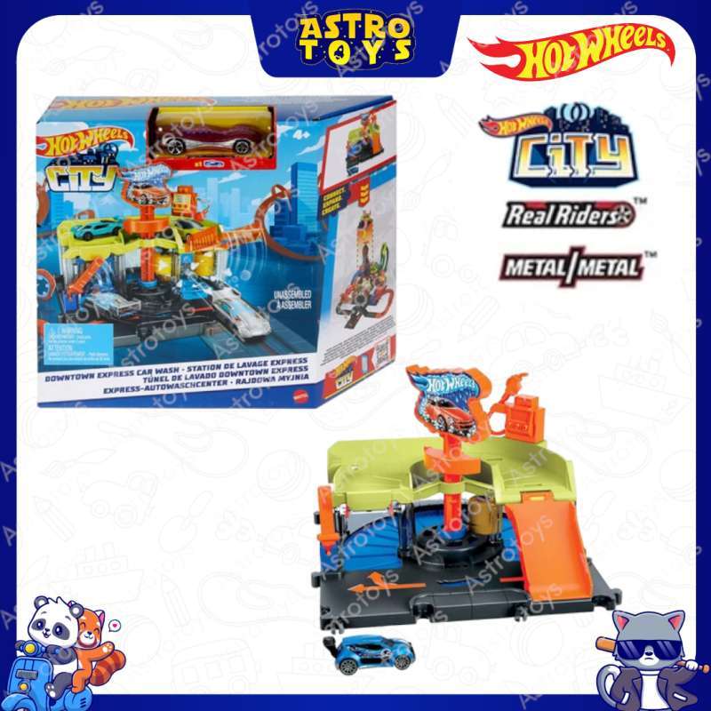 Jual Hot Wheels City Downtown Express Car Wash Track Set Mobil Playset
