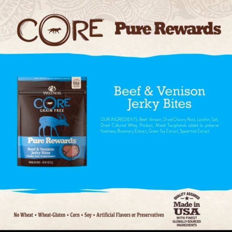 Promo WELLNESS Core Pure Rewards Beef & Venison Jerky Healthy Dog