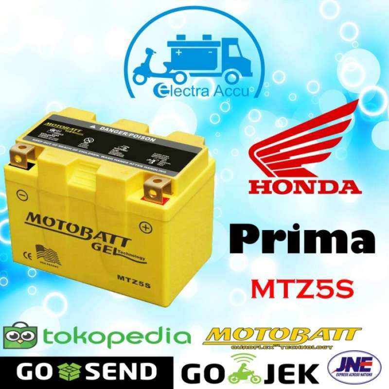 Promo Aki motor Honda Prima motobatt MTZ5S aki kering / aki gel GARANSI