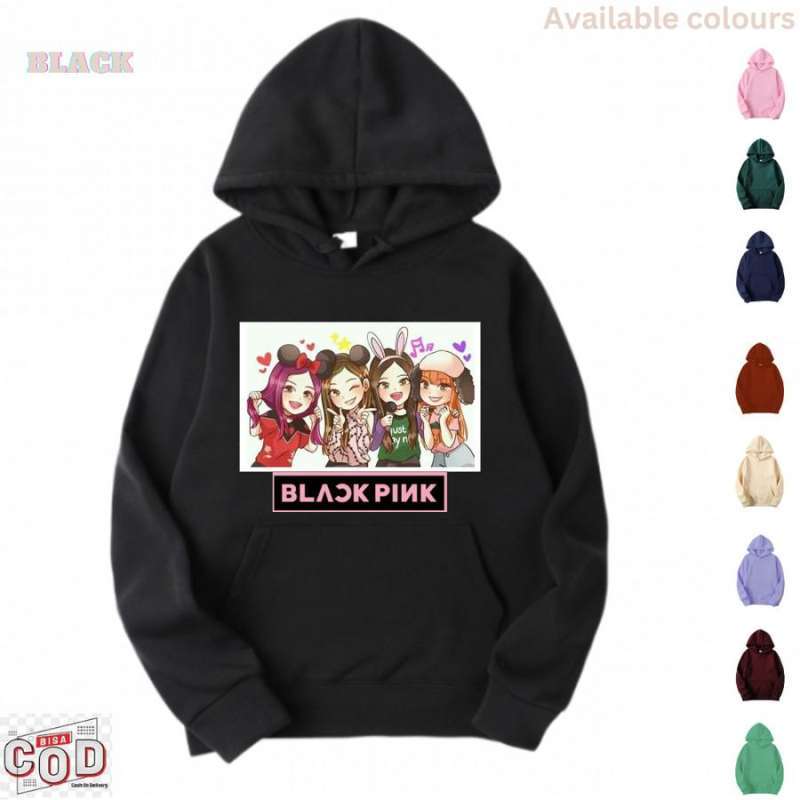 Sweater Hoodie Jumper Anak Perempuan Anime Black Pink Usia 5 15 Tahun