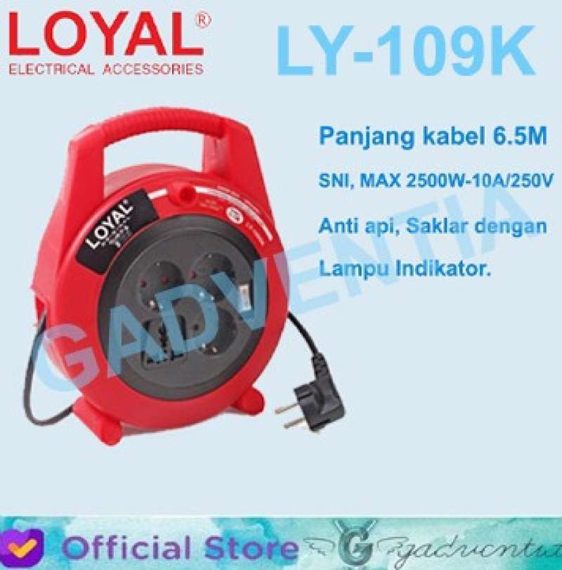Promo LOYAL LY-109SK KABEL ROLL STOP KONTAK COLOKAN LISTRIK CABANG KAKI ...