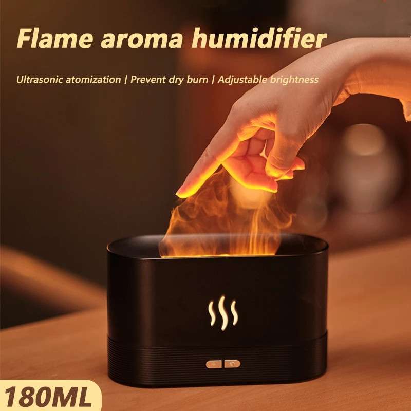 Promo Ultrasonic Air Humidifier with Realistic Flame Waterless Auto ...