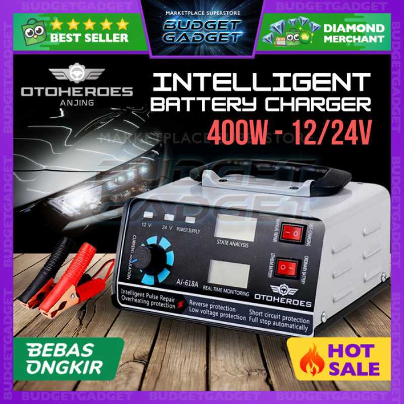 Promo OTOHEROES CHARGER CAS AKI MOBIL MOTOR 400W 12V/24V 400AH + LCD AJ