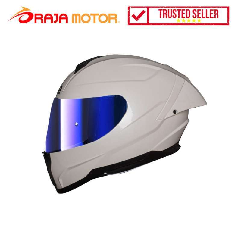 Promo SNAIL Helm Full Face FFS3 Pearl White Visor Revo Blue Diskon 13