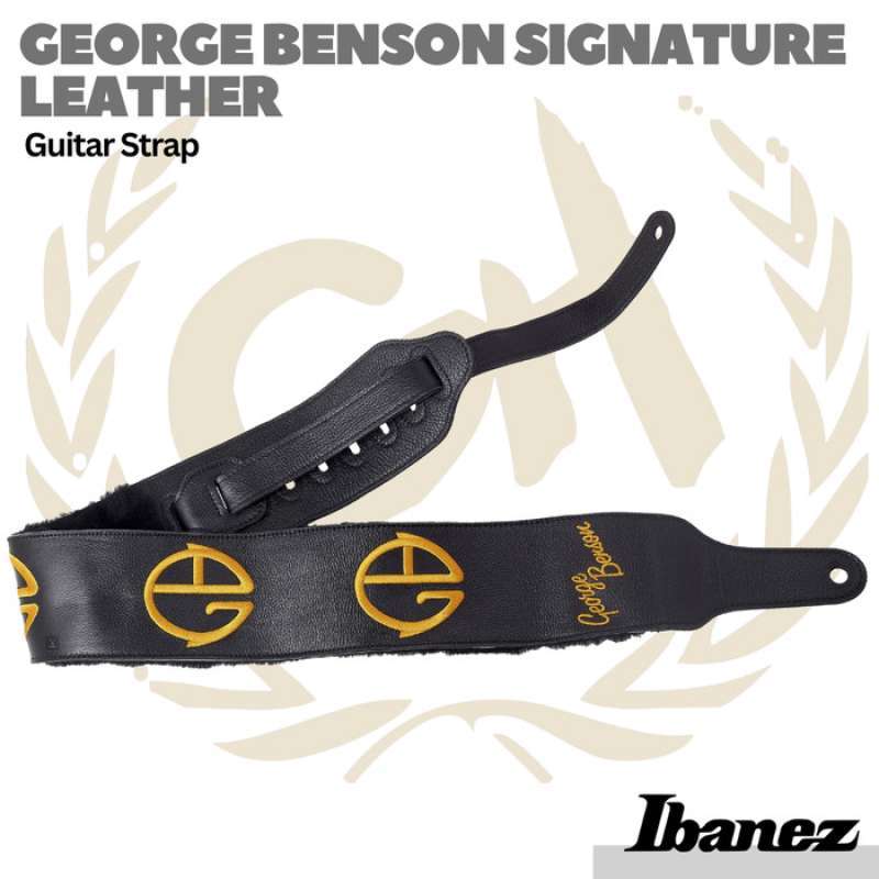 Ibanez GSL100GB George Benson Correa Para Guitarra Y Bajo - Piel Negra Y Ante, Ajustable De 1175mm A 1375mm, Ancho 60mm