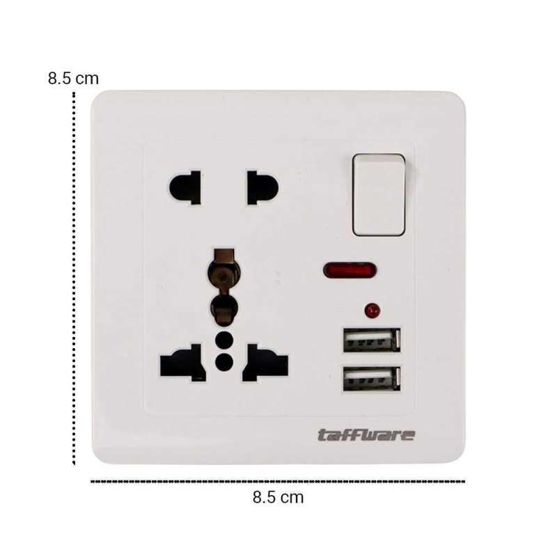 Jual Taffware Stop Kontak Universal Uk Eu Us 2 Port Usb On Off Switch ...