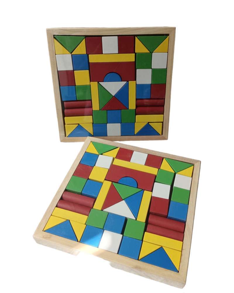 Promo Mainan Balok Kayu isi 48pcs Wooden Puzzle BLOCK Susun Rumah