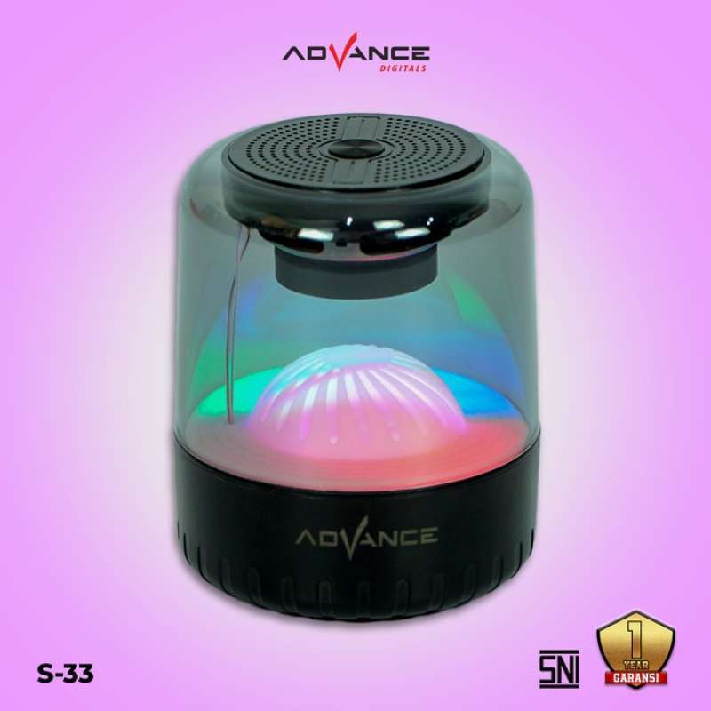 Advance S-33 Bluetooth Portable Speaker Unik dan Lucu dengan Dua Speaker 3 Inci, RGB Lampu Menarik, dan Baterai 1500mAh Ideal untuk Pengguna Muda