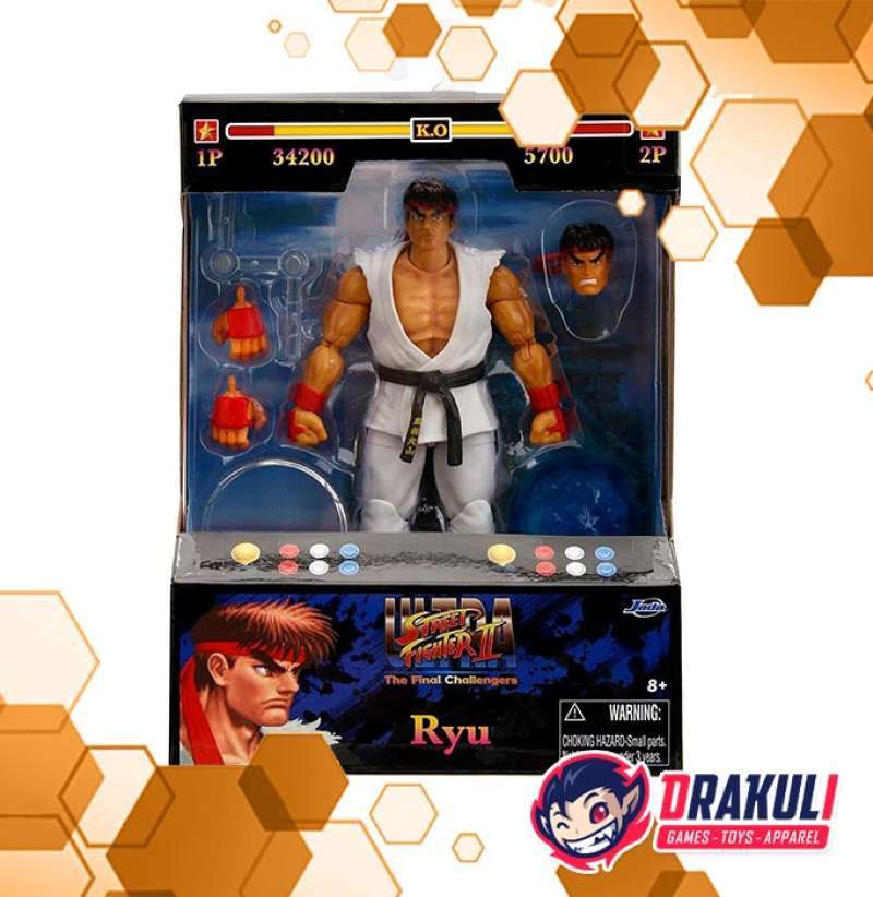 Action Figure Jada Street Fighter II – Ryu 15 Cm, Articolato 25 Punti, Con Palla Di Fuoco Hadoken