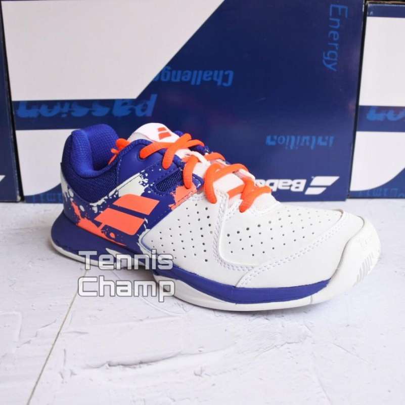 Sepatu Babolat Pulsion Junior White Dazzling Blue/Tennis Shoes Original