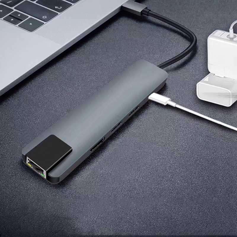 Jual Usb Type C Hub 5 In 1 Lan Hdmi Pass-through Charging Yc-206