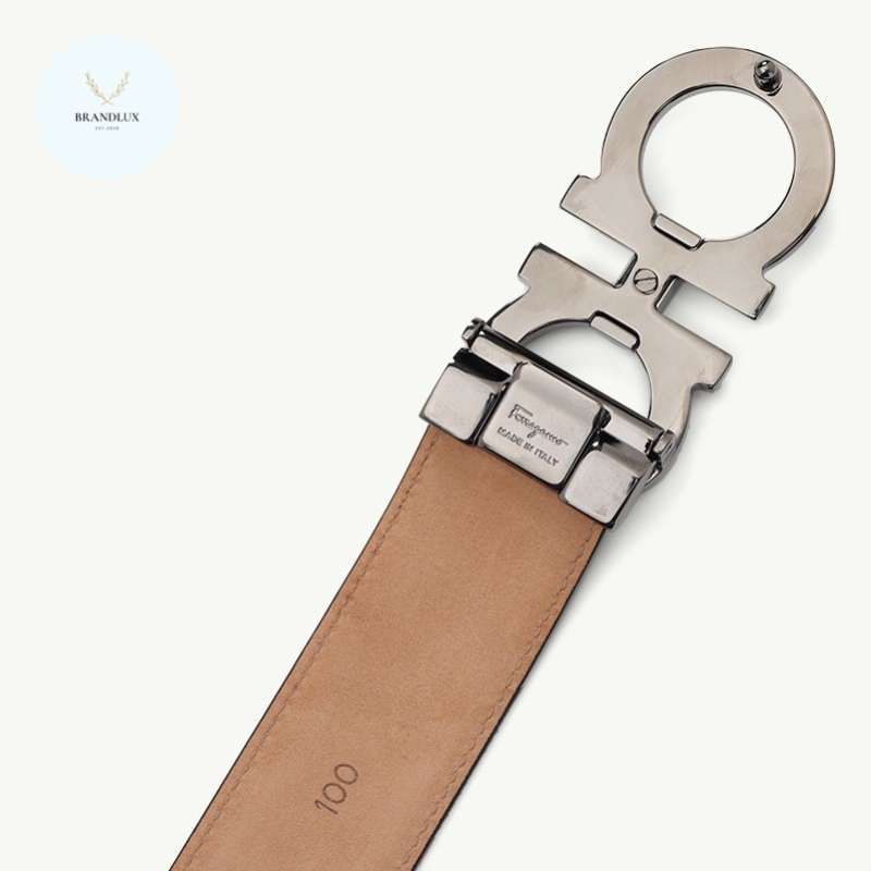 Jual Salvatore Ferragamo Gancini Belt In Black Supple- 100