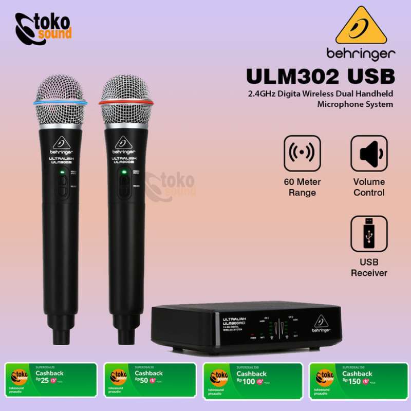 Promo Behringer Ulm302mic Wireless Dual Handheld Microphone System