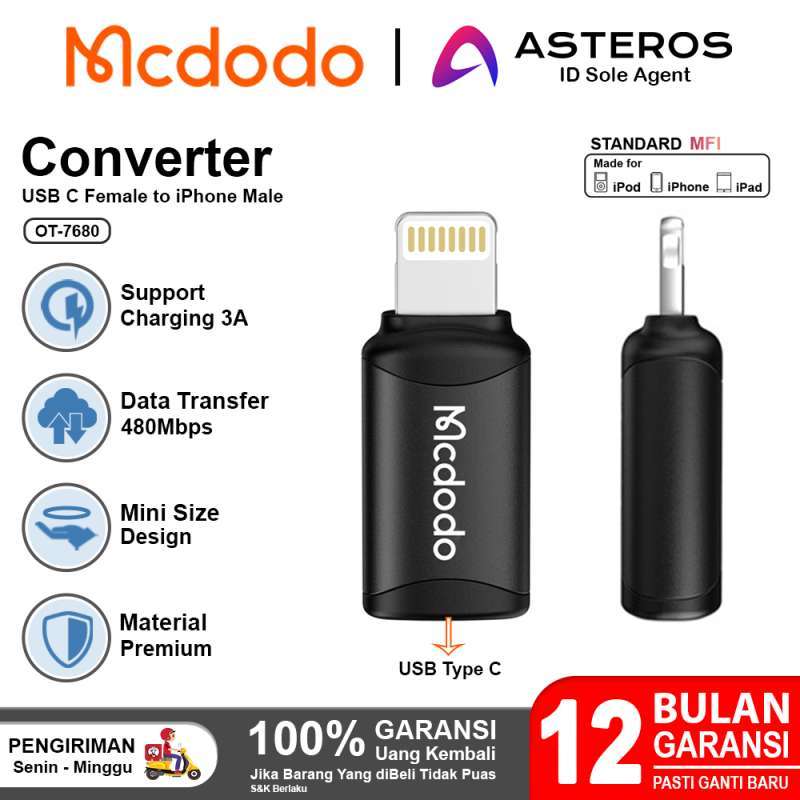 Jual Mcdodo Converter Type C To Lightning Male Charging & Data ...